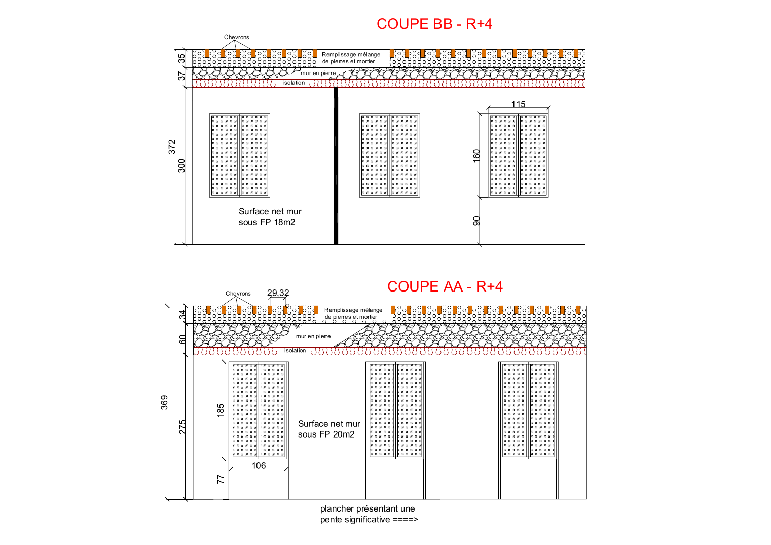 Coupes AA & BB - boulevard de Strasbourg