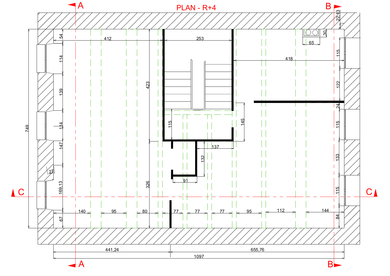 Plan R+4 - boulevard de Strasbourg